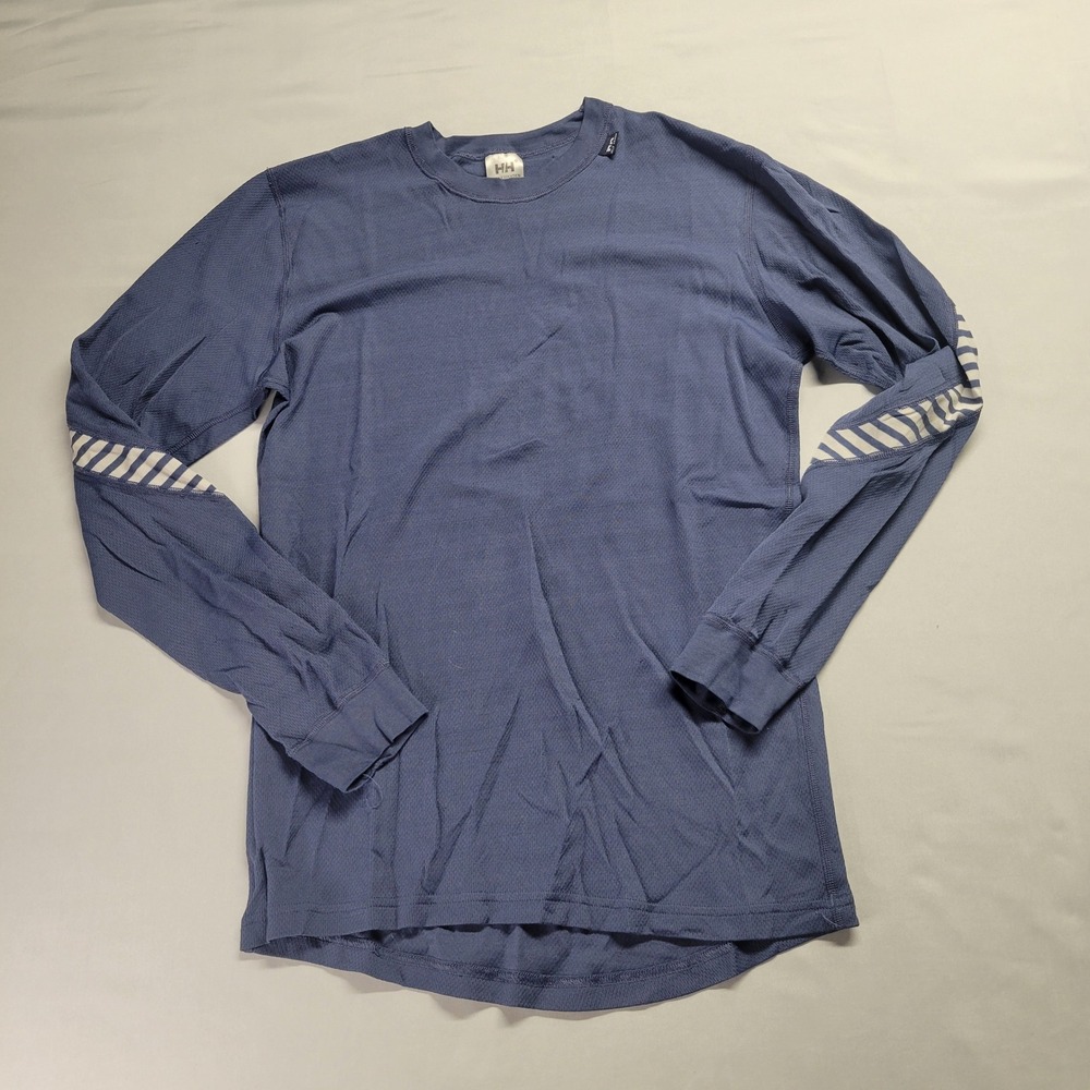 Helly Hansen Mens Lifa Base Layer Long Sleeve Shirt Blue Striped Elbow Medium